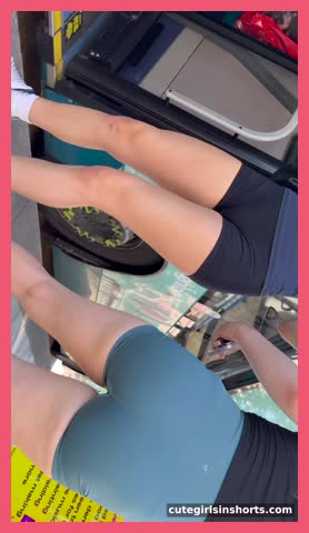 Black Shorts Cute Butt Brunette