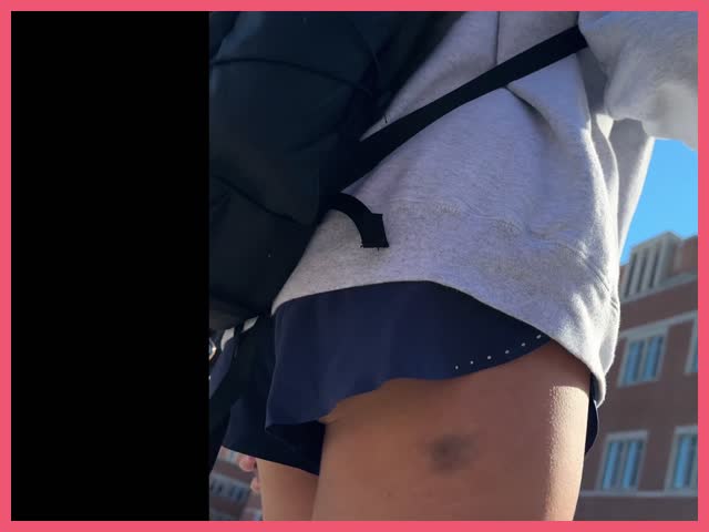Blonde Skin In Blue Shorts