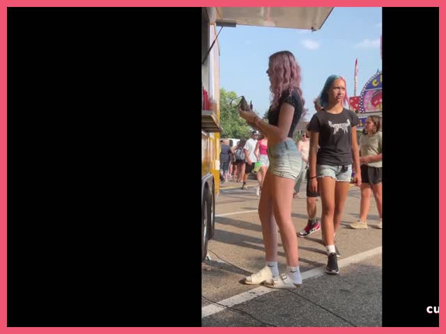 Cute Candid Teen In Denim Shorts